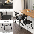 Dining Chairs Set of 4, Windsor Dining Chairs, Spindle Back Wooden Chair for Kitchen and Dining Room, Dining Room Chairs, Windsor Chairs Set (Black)