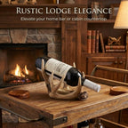 The Bridge Collection Antler Wine Bottle Holder – Rustic Deer Antler Bar and Countertop Decor – Cabin Lodge Wine Display Accent