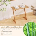 Giantex Bamboo TV Tray Table Set of 2, Z Shaped Sofa Side Table for Eating Snacks Coffee Laptop, Modern TV Dinner for Small Spaces Living Room Bedroom, Natural