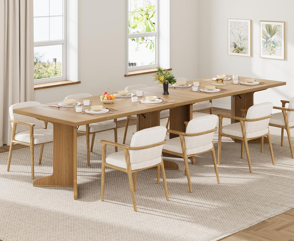Garvee 71" Large Dining Table for 6 to 8 People, Modern Dinner Table with Unique Wooden Legs, Rectangle Dining Table for Kitchen, Dining Room & Living Room, Oak