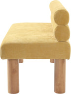 GDFStudio Upholstered Boucle Dining Bench with Backrest Farmhouse Entryway Bench with Rubber Wood Legs Long Indoor Bench for Bedroom Living Room End of Bed Dining Room Seating, Yellow