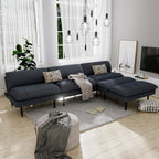 Ribilake 2 Sets 70" Futon Sofa Bed, 4 in 1 Multi-Function Couch Sleeper with Adjustable Backrest, Modern Convertible Futon, Recliner Small Loveseat for Living Room, Grey