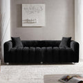 87.4" Modern 3 Seater Sofa Couch for Living Room, Mid Century Fluffy Couches with Solid Wood Frame and 6 Legs for Bedroom, Apartment, Weight Capacity 750 LBS (Black)