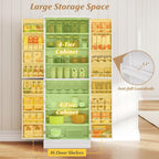 Byroce 65.5” Kitchen Pantry Cabinet, Storage Cabinet with 4 Doors & 8-Tier Shelves, Freestanding Kitchen Hutch Cupboard with Baffle, Tall Buffet Sideboard for Dining Room & Living Room (White)