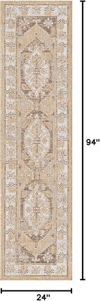 Unique Loom Outdoor Traditional Collection Area Rug - Valeria (2' x 7' 10" Runner, Natural/ Ivory)