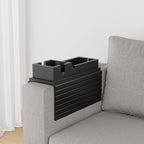 Bamboo Sofa Armrest Tray - Couch Arm Tray with Detachable Couch Cup Holder - 2 in 1 Anti-Slip Foldable Sofa Armchair Caddy Table - Cup Holder for Drinks Cellphone Snacks, Remote