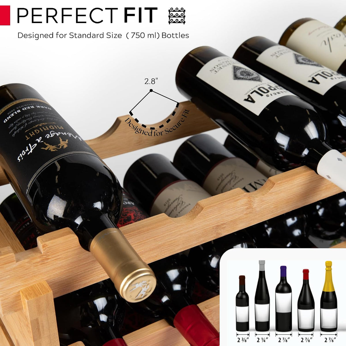 72 Bottle Wine Rack – Modular Freestanding Bamboo Wine Storage Shelf for Home, Kitchen & Cellar – Stackable Wine Organizer Stand
