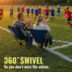 360° Rotation Swivel Camping Chair- Holds 330lb, Small Portable Folding Chair, Ultralight 4lb Compact Backpack Chair with Carry Bag & Side Pocket for Camping, Hiking, Beach, Fishing, Hunting