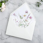 PONATIA 50PCS A7 Euro Flap Ivory Envelope, 5.25 x 7.25'' Wild Flowers Liner Envelopes for Wedding Invitations, Photos, Postcards, Greeting Cards, Christmas Gift Cards, Acrylic Mailing, 5x7 Envelopes