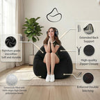 Gouchee Home Easy Collection Bean Bag Chair for Kids and Adults - Ink - Beanbag Couch for Indoor Living Spaces - Cozy Chair, Stylish, and Comfy Lazy Sofa Chair for Reading, Gaming, and More