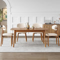 Dining Chairs Set of 4, Upholstered Wooden Mid Century Modern Fabric Kitchen Side Chairs with Ergonomic Curved Backrest, Farmhouse Chair for Kitchen Dining Room - Beige