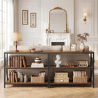 MAHANCRIS 55" Sofa Table, Industrial Console Table, 3-Tier Narrow Sofa Table with Storage Shelves, Foyer Table for Entryway, Hallway, Kitchen, Living Room and Bedroom, Rustic Brown CTHR80401