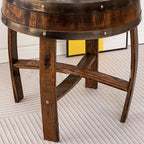 Rustic Oak Whiskey Barrel End Table, 24" Tall x 22" Wide, Brown