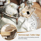 kinbor Farmhouse Side Table - Rustic End Table with an Open Shelf & Raised Edge, Accent Table with Distressed White Finish and Solid Wood Legs - Perfect for Living Room, Bedroom, Entryway, White