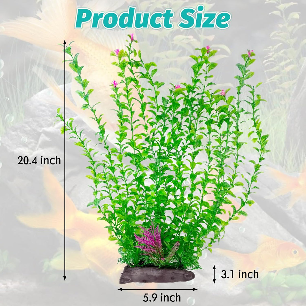 Hamiledyi Aquarium Plastic Plants Aquarium Decor Artificial Fish Tank Plants,Tall Fish Tank Decorations, Extra Large Aquarium Plant 20.4-inch Tall,1PCS