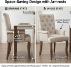 Upholstered Dining Chairs with Arms, Greyish Beige, 1 Pack | Tufted Chenille Kitchen Chairs with Arms, Modern Farmhouse Armchair with Nailhead Trim for Dining Room, Home Office
