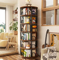 Aheaplus 6 Tier Rotating Bookshelf Tower, Revolving Bookcase, Rustic Brown