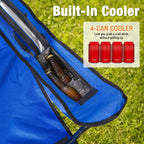 Camping Chairs for Adults 2 Pack, Folding Chair with 4-Can Cooler Bag & Cup Holder, Portable Heavy Duty Outdoor Chair with Mesh Back for Camping, Beach, Lawn, Fishing, Blue