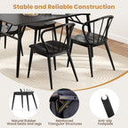 Giantex Wooden Dining Chairs Set of 2, Black Windsor Kitchen Chair w/High Spindle Back & Rubber Wood Legs, Wide Seat & Curved Backrest, Farmhouse Side Chairs, Armless Accent Chair for Home Restaurant