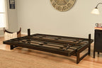 Kodiak Furniture Aspen Futon Set with Reclaim Mocha Finish, Oregon Trail Saddle Mattress, Full