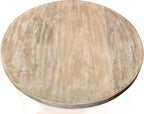 Moti Jenna Round End Table with Shelves in Coastal Natural Solid Wood