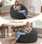 Bean Bag Chair Giant Beanbag with Filling Memory Foam Living Room Adult 3FT | Breathable Washable Removable Cover,Comfy Lounging Gaming Bedroom Dorm,Large Big Giant Oversized Beanbag Chairs,Dark Grey
