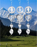 3D Wind Sculptures & Spinners Flowing-Light Effect Wind Spinners Outdoor Garden Decor Metal Square Wind Spinners Gifts for Mom, Women Wind Spinner (Round+Heart+Whirlwind)