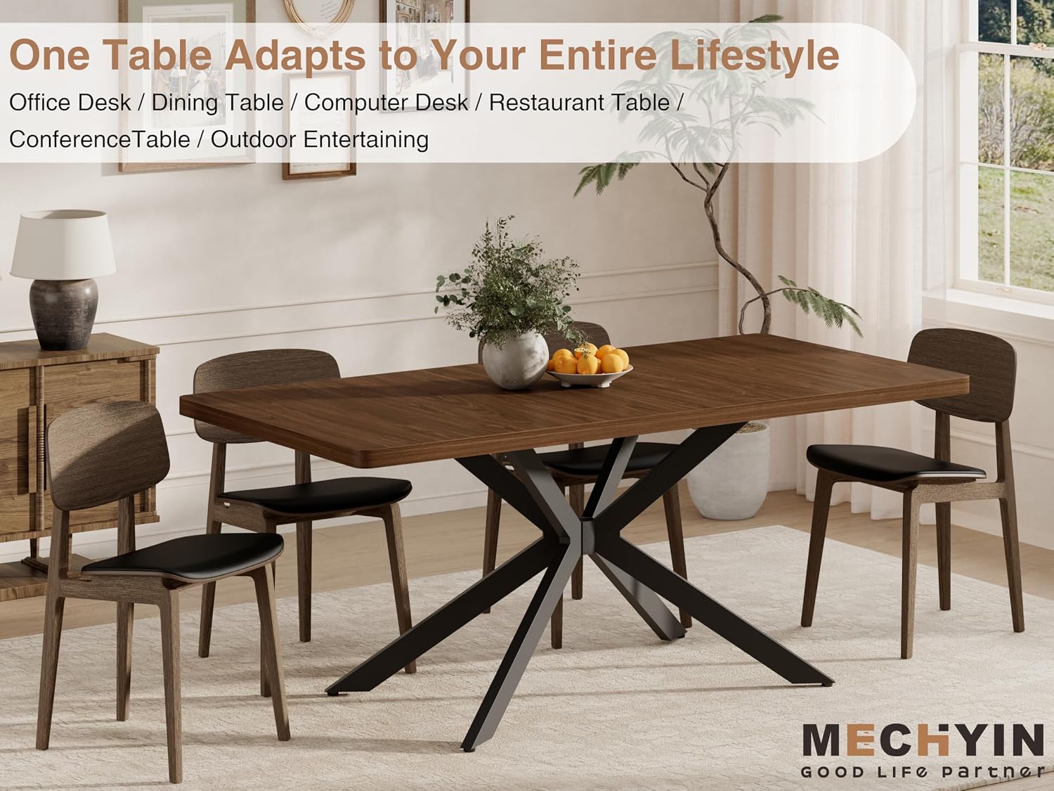 Extendable Dining Room Table for 4 6 8, 55"-70.9" Long Rectangle Kitchen Table,Wood Expandable Dining Table with Butterfly Leaf Self-Storing, Space Saving, For Kitchen Dining Living Room,Modern,Walnut | Simply Flip Leaf Expandable Rectangle Dining