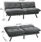 YITAHOME Convertible Futon Sofa Bed,70" Folding Futon Couch | Modern Memory Foam Loveseat Sleeper Recliner w/ Adjustable Backrest& Armrests,for Living Room Home Office Aprtment,Dark Gray