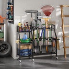 keomaisyto Heavy-Duty Garden Tool Organizer with 6 Wheels and 2 Baskets