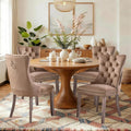 SoarFlash Velvet Dining Chairs Set of 4, Tall Back Side Chair, Modern Upholstered High-end Tufted Side Chair with Button Back Ring, Solid Wood Legs (Khaki)