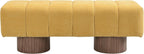 Merax 50" Upholstered Chenille Dining Bench Entryway End of Bed Ottoman Bench for Living Room Bedroom Dining Room, Wood Leg, Bear 300 LBS, No-Assembly (Yellow)
