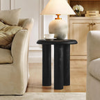Modway Mavina Mango Wood Round Side Table in Black - Modern Wood Accent Table for Living Room