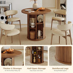 Nalupatio 31.5 Inch Round Dining Table for 2, Versatile Two-Person Kitchen Table with Half-Open Storage Shelf & Sliding Door, Modern Farmhouse Circle Dinner Table for Dining Room, Living Room, Walnut