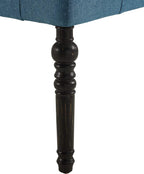 Roundhill Furniture Leviton Fabric Tufted Turned Leg Dining Bench, Blue