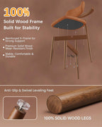 Wooden Dining Chairs Set of 4, Mid Century Modern Upholstered Kitchen Chairs with Solid Wood Legs, 350lb Heavy Duty Padded Side Chairs for Dining Room & Vanity, Orange