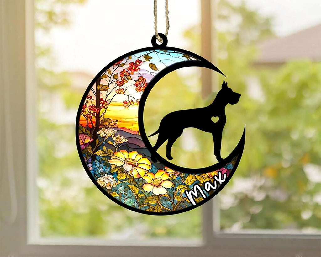 Personalized Dog Memorial, Custom Name Great Dane Dog Christmas Ornament with Name, Custom Breeds, Pet Loss Light Catcher, Gifts for Lovers Loss of Pet Sympathy on Mothers Day Christmas