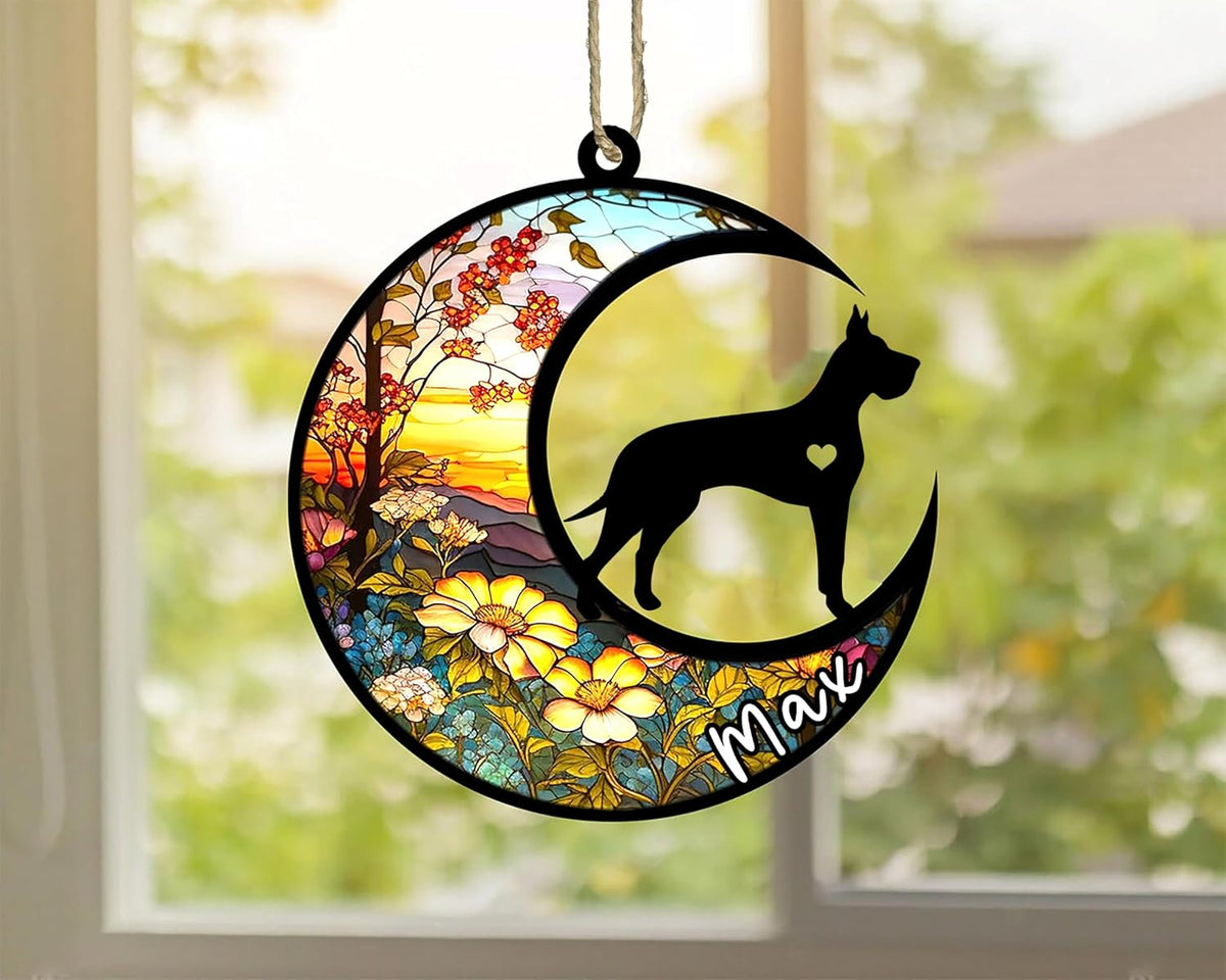 Personalized Dog Memorial, Custom Name Great Dane Dog Christmas Ornament with Name, Custom Breeds, Pet Loss Light Catcher, Gifts for Lovers Loss of Pet Sympathy on Mothers Day Christmas