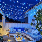 JMEXSUSS 132FT 400 LED Christmas Lights Outdoor Waterproof 8 Modes Indoor String Lights for Outside Blue and White Christmas Tree Lights Plug in for Bedroom Patio Tree Christmas Decorations