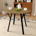 Round Dining Table 36" Wood Kitchen Table with Black Metal Legs, Modern Small Circular Kitchen Table for 2-4 People, Space Saving for Dining Room Apartment Kitchen