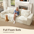 2 Square Cloud Footstool for Living Room, No Assembly Modular Corduroy Convertible Seat, Modern Style Sofa Accessory for Lounge or Bedroom