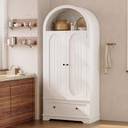 IRONCK 70.9 in Kitchen Pantry with Large Drawer Adjustable Shelves | kitchen pantry; 2 doors; large drawer; adjustable shelves; arched open shelving