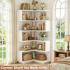 Besiost Corner Book Shelf, 6-Shelf Corner Bookshelf for Small Corner Spaces