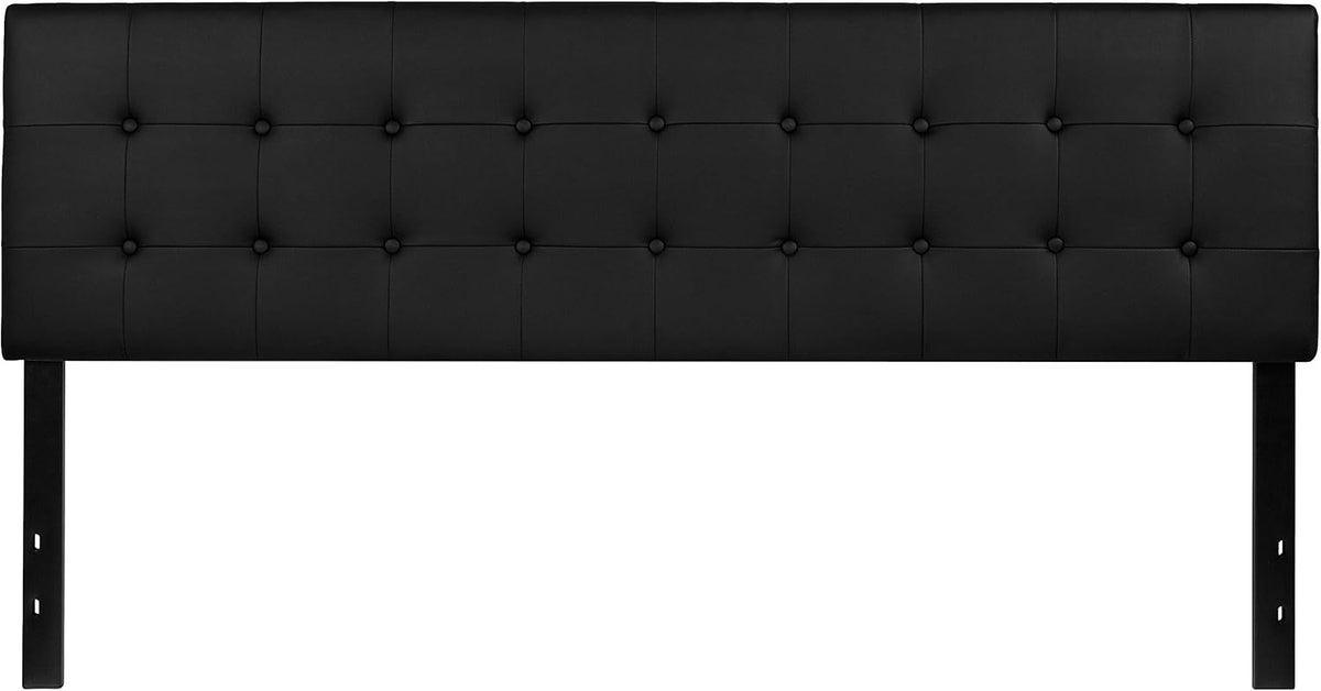 EMMA + OLIVER Black King Button Tufted Headboard