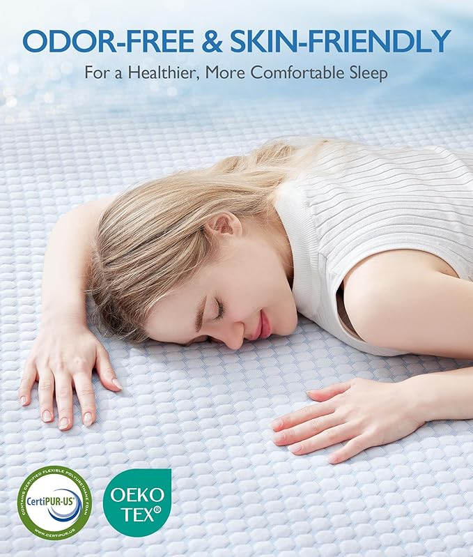 SINWEEK 2 Inch Twin XL Cooling Memory Foam Mattress Topper for Pressure Relief, Thick Bed Mattress Pad with Cooling Soft Cover and Adjustable Straps, CertiPUR-US Certified