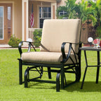 GIANTEX Patio Glider, Outdoor Rocking Chair with Thick Cushion | Sprayed Metal Frame, Curved Armrest, Glider Swing Chair for Garden, Yard, Lawn, Porch Rocker
