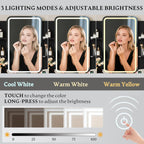 Xixini Vanity Desk with LED Lights Mirror & Power Outlet, Small Makeup Vanity Table Set with Storage Drawers, 3 Lighting Modes & Adjustable Brightness, Dressing Table for Women Girls Bedroom, Black