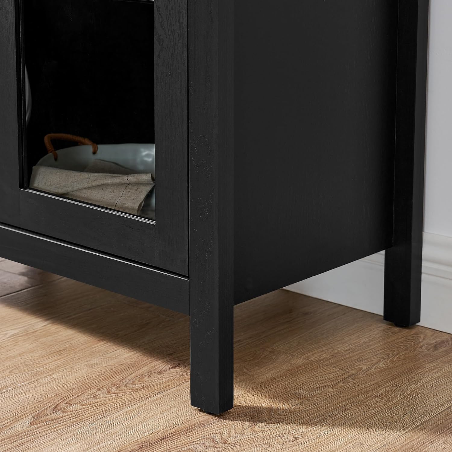 67" Arched Cabinet with Glass Doors: Pantry Cabinets for Kitchen Storage,Modern Retro Style Wooden,Book Display Shelf with Adjustable Glass Partitions & Light - for Kitchen,Entryway.Black