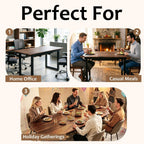 Modern Expandable Dining Room Table, 55-71 Inch Extendable Table with Metal Frame, Space-Saving Kitchen Table for 6, Home Office Desk, Brown