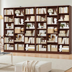 FACBOTALL Triple Wide Bookshelf, Large Bookshelf with 17 Display Shelves